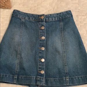 Button down denim skirt